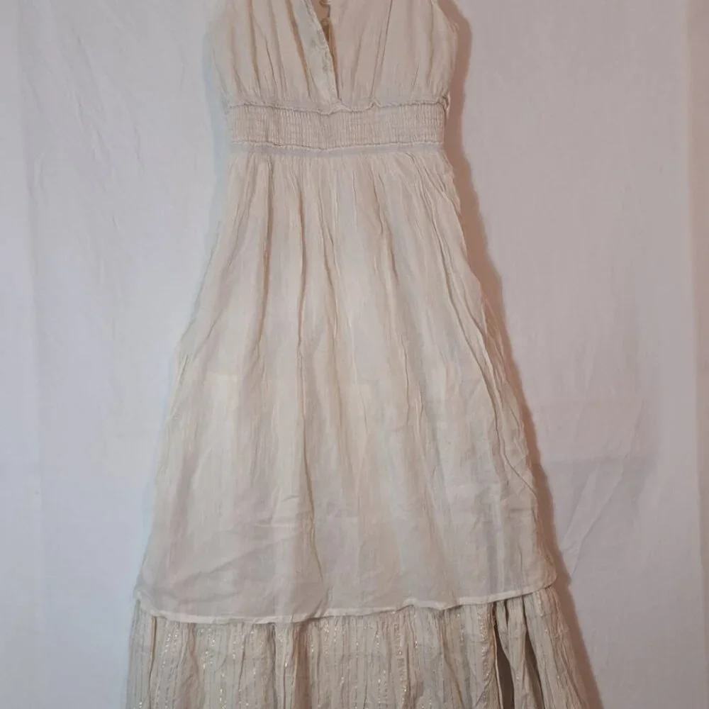 Anthropologie Cream and Gold Maxi Dress - Picture 14 of 16